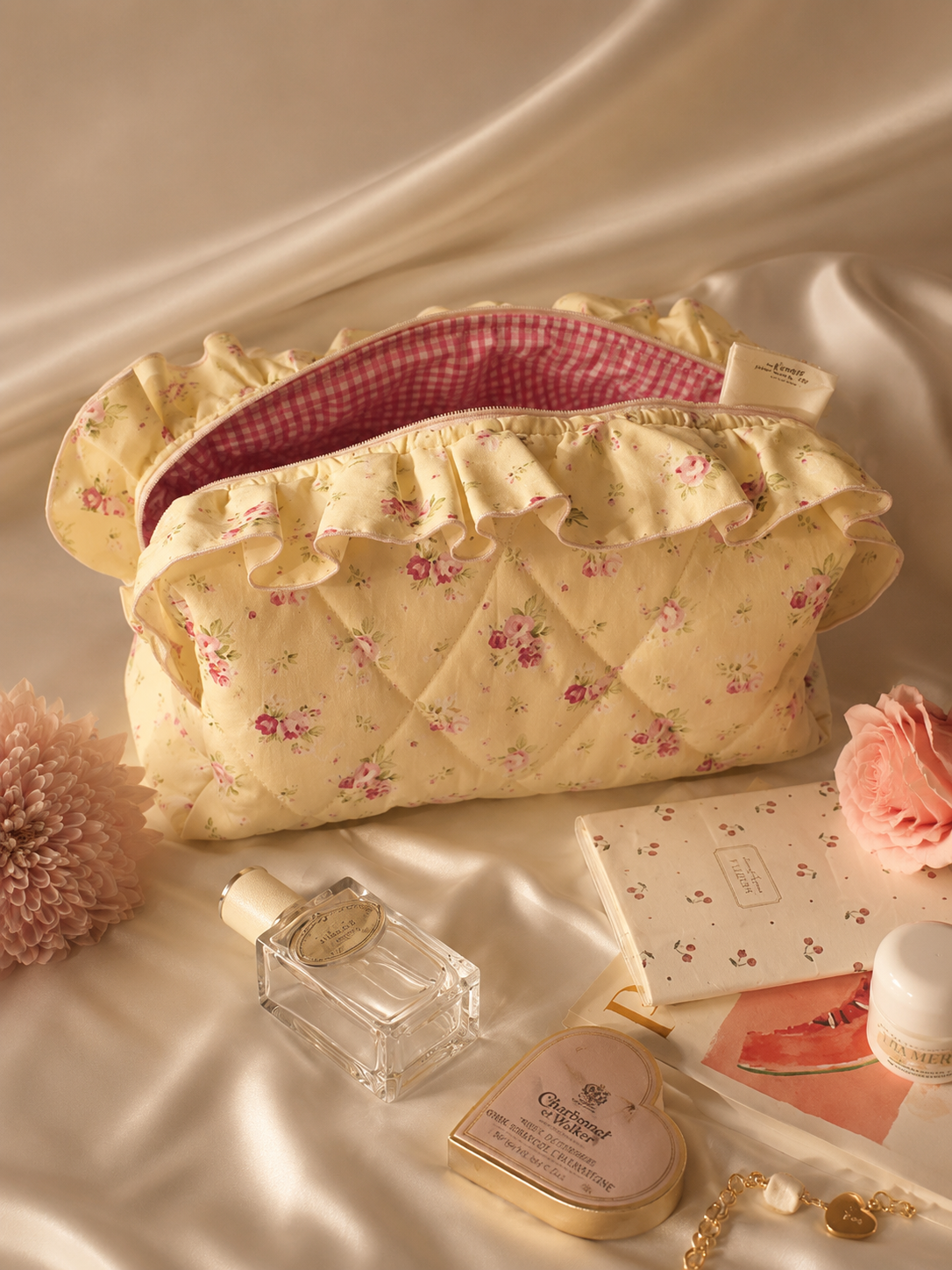 yellow Ruffle Makeup Pouch