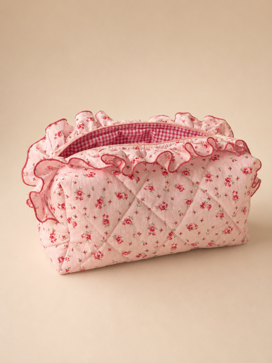 Pink Ruffle Makeup Pouch