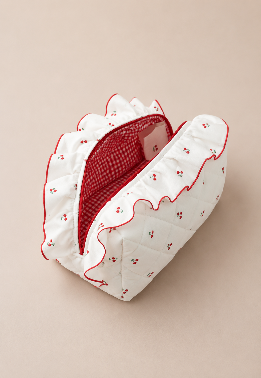 Cherry Ruffle Makeup Pouch